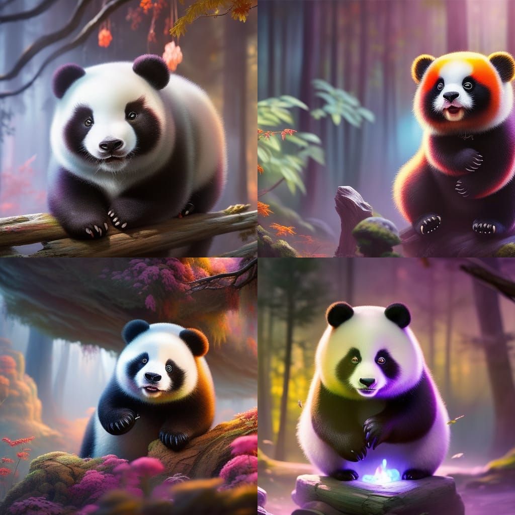 Detailed Panda Portrait in Gouache and Acrylic