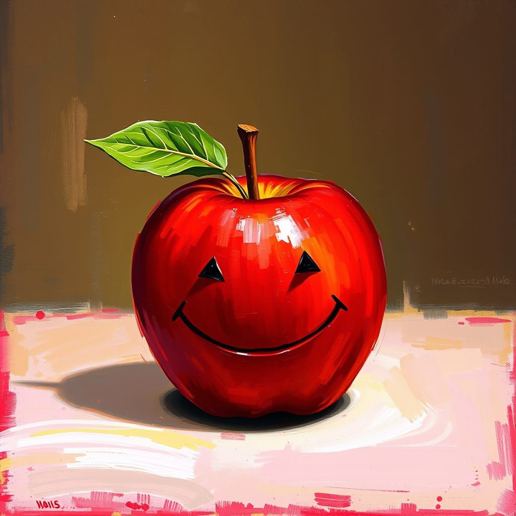 Renaissance-Style Apple with Enigmatic Smile