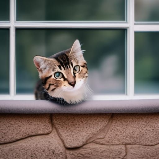 Kitty on Windowsill: Professional Photography with Bokeh