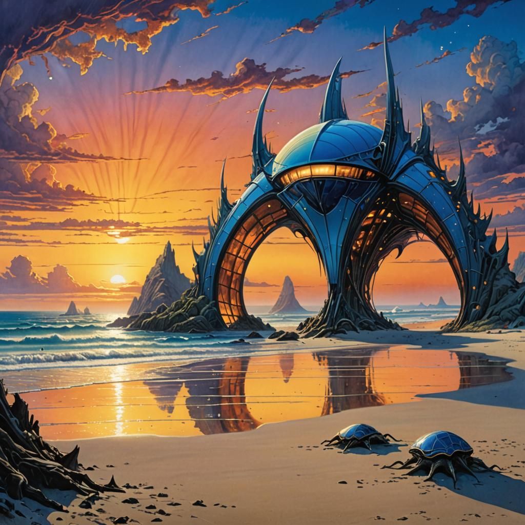 Beach portal at sunset