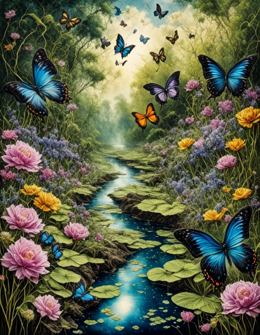 Romantic Couple Portrait in Butterfly Garden