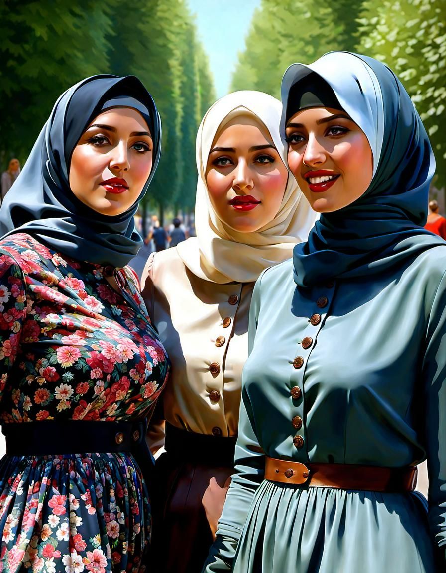 German Girls in Frankfurt: Oil Painting Portrait