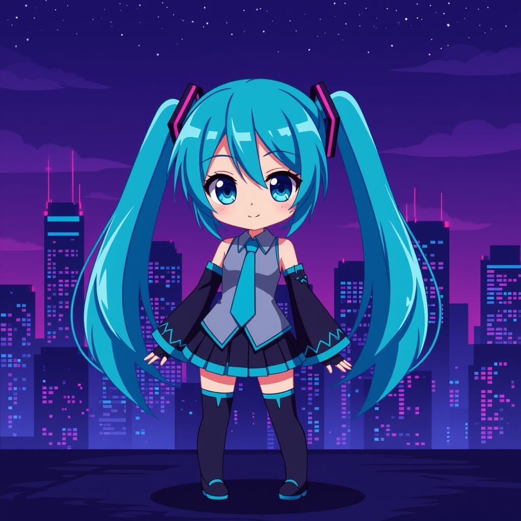 Dark Chibi Hatsune Miku in Kamijo and Loish Style