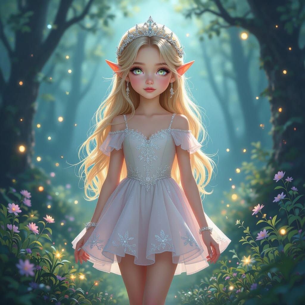 Elfin Princess in Enchanted Forest Concept Art