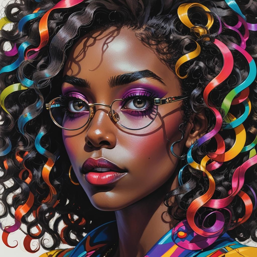 Young Woman in Retrofuturistic Pop Art Style