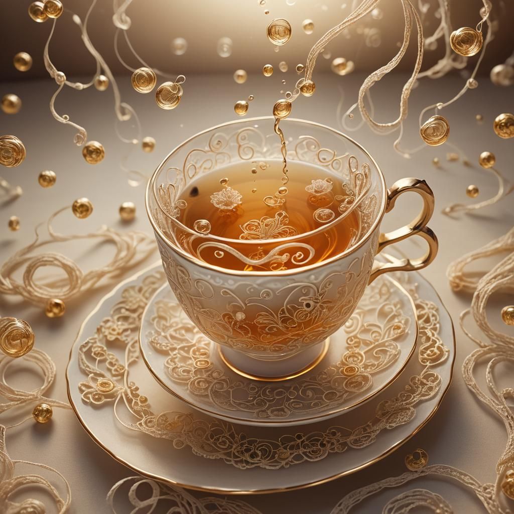 Dreamy Tea Cup Made of Thread: Fantasy Concept Art