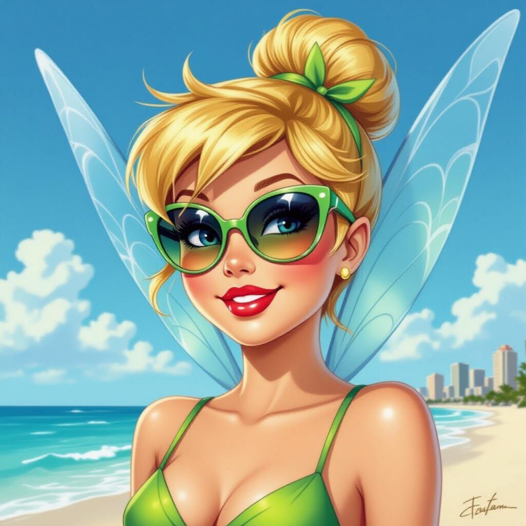 Tinker Bell in Miami Beach: Airbrush Art