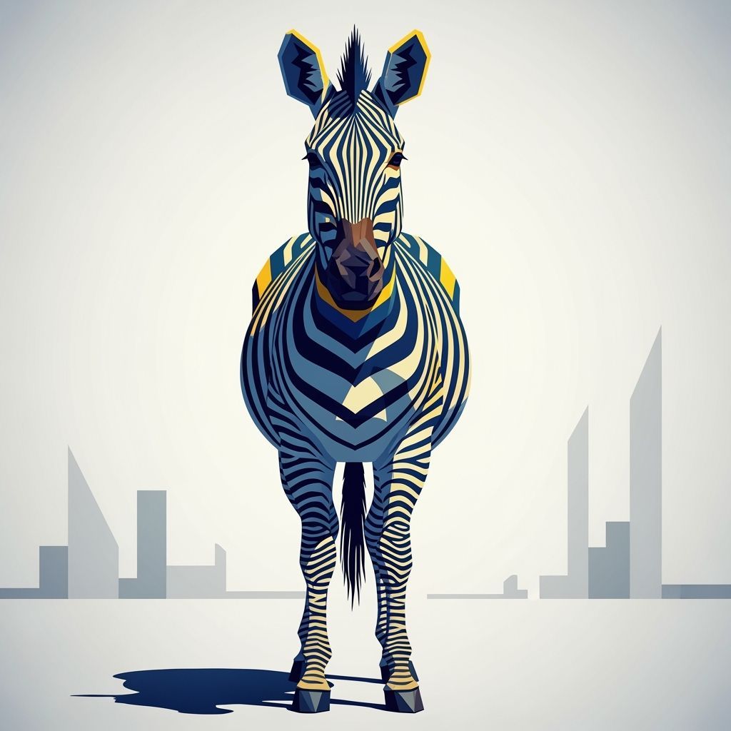 Geometric Zebra Art in Bauhaus Style