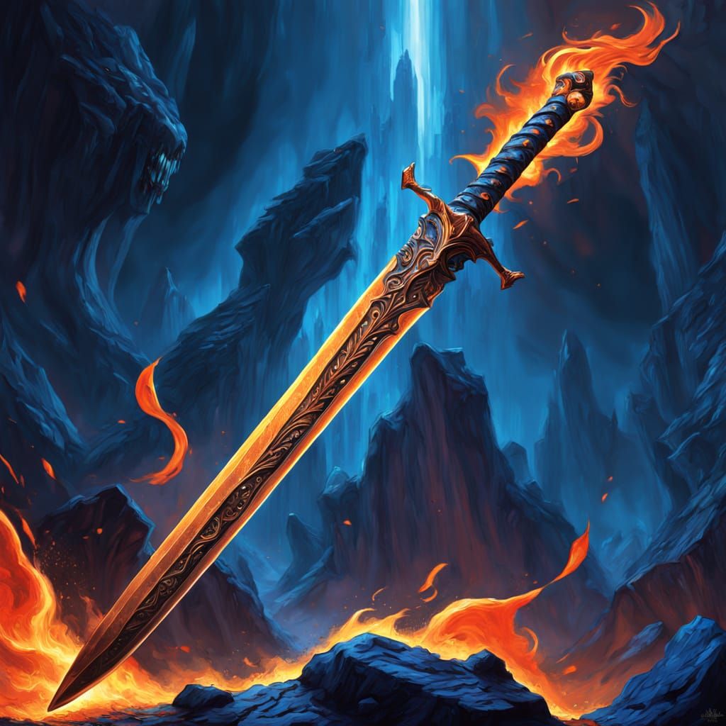 Surreal Fantasy Sword in Blazing Glory