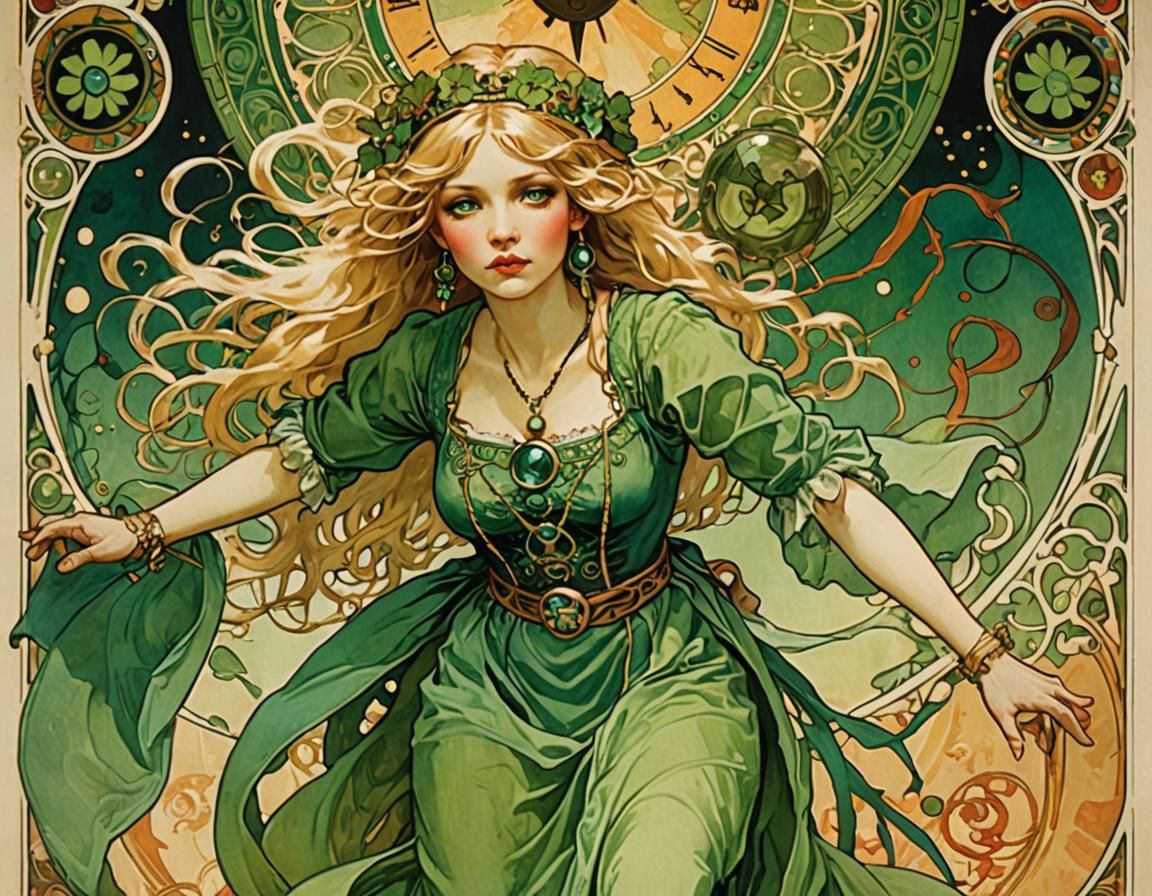 Voodoo Doll Escapes Art Nouveau Woman