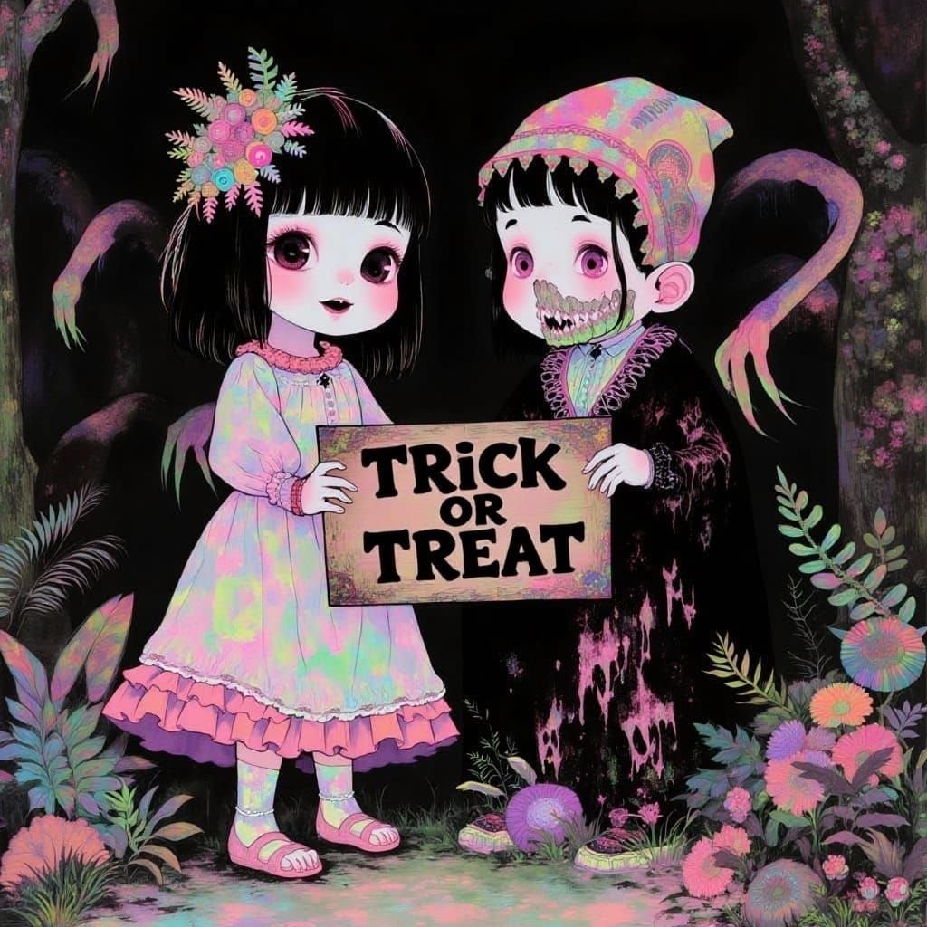 Cute vs. Grisly Twins Holding 'Pick One' Sign