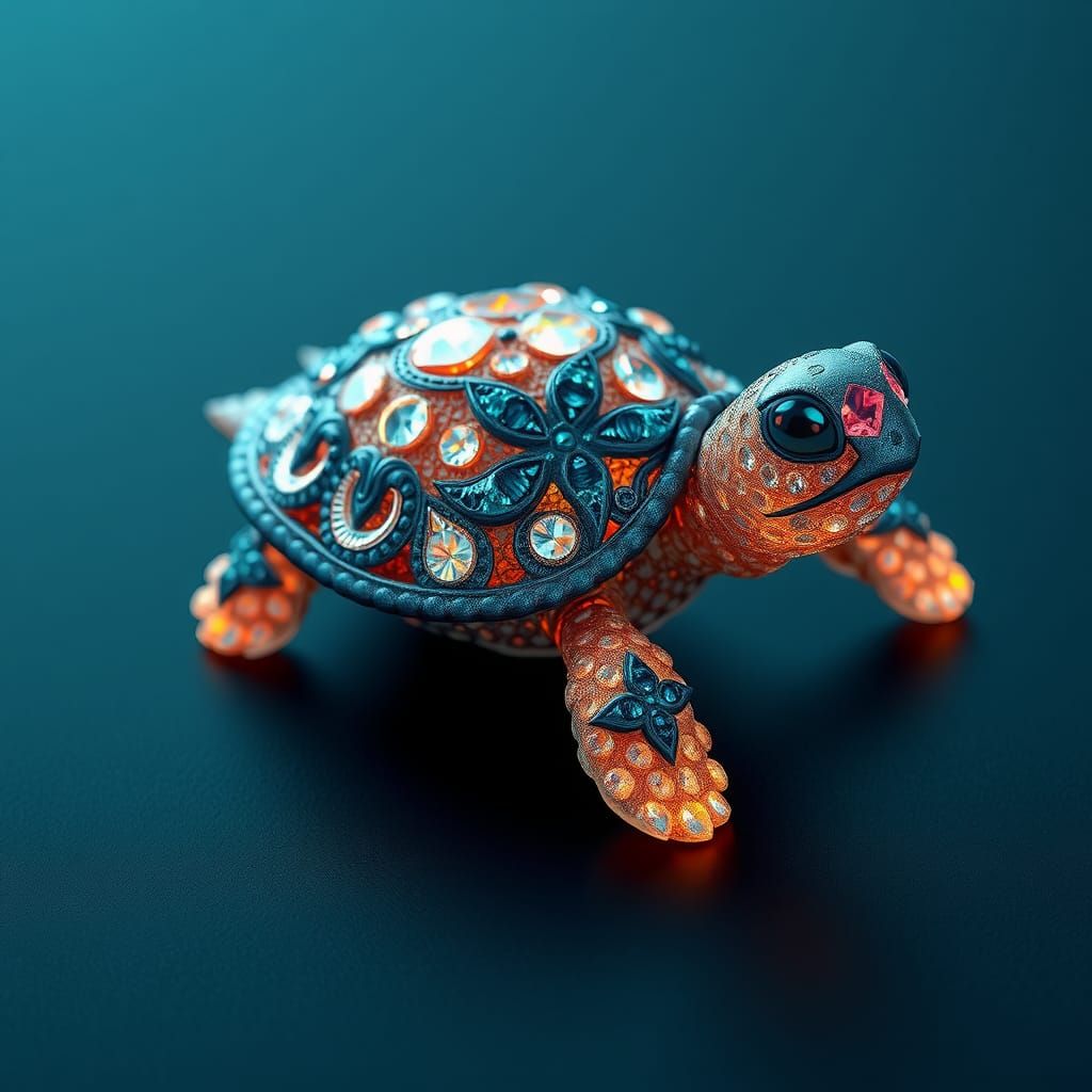 Crystal Turtle with Intricate Patterns, Matte Painting