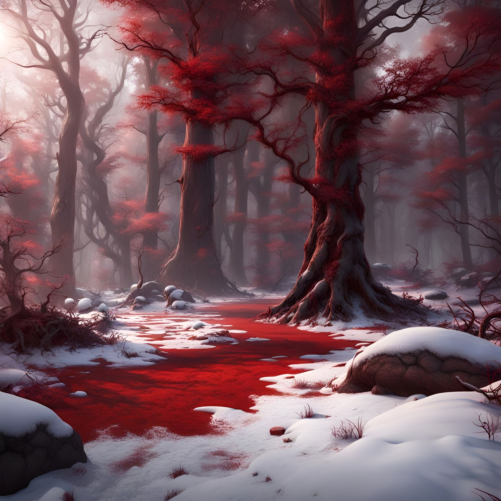 Bloodstained Forest in a Detailed Matte Painting