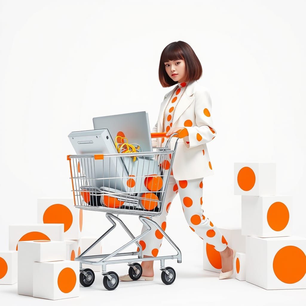 Futuristic Polka Dot Fashion Scene by Moebius