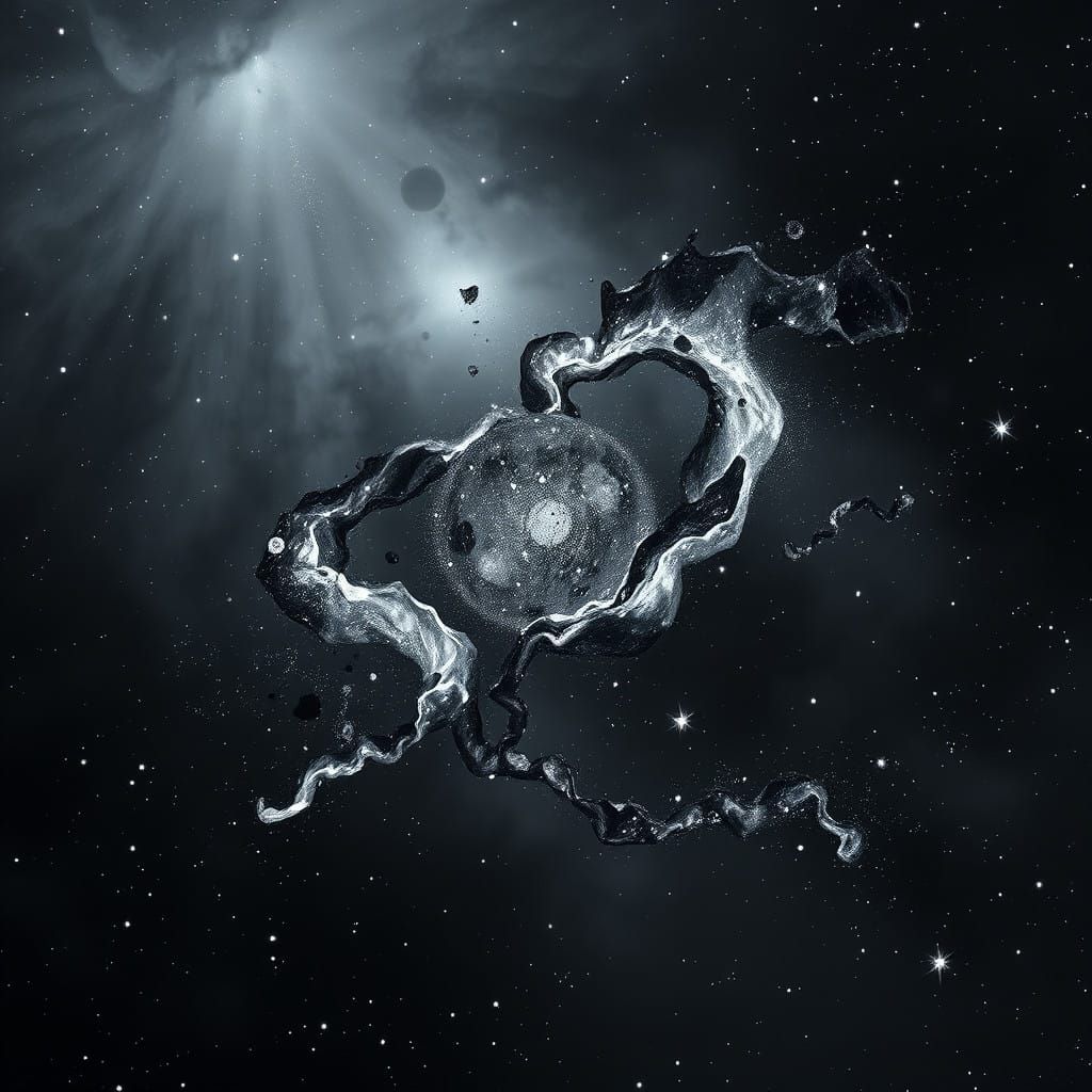 Gray Galactic Landscape in Charcoal and Coal Tones