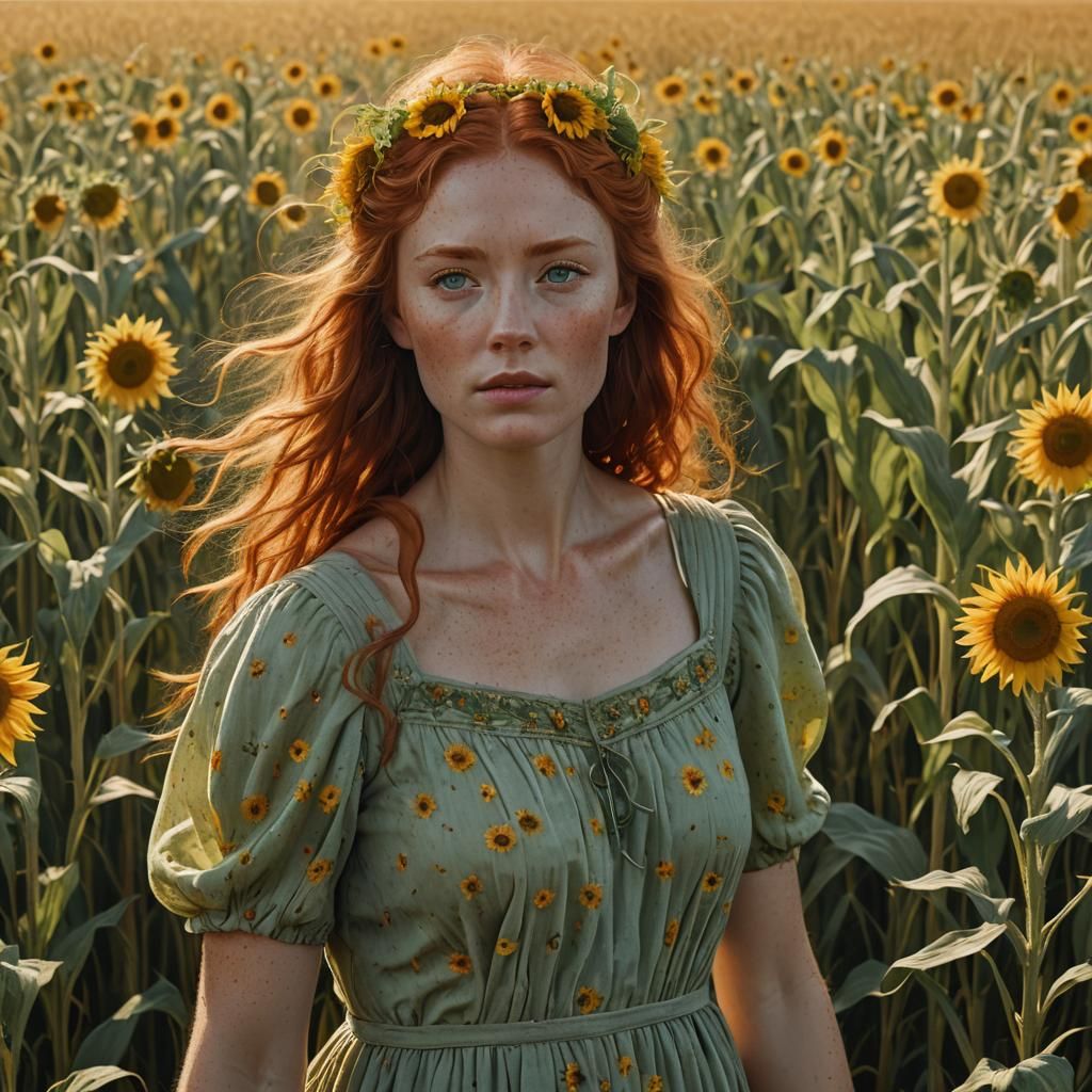 Ethereal Woman in a Wheat Field