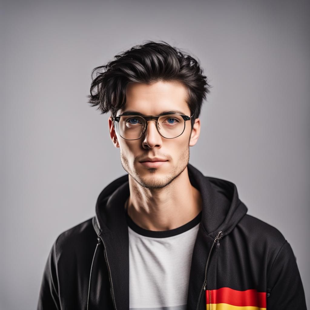 Young Man in Germany Flag Shirt Portrait