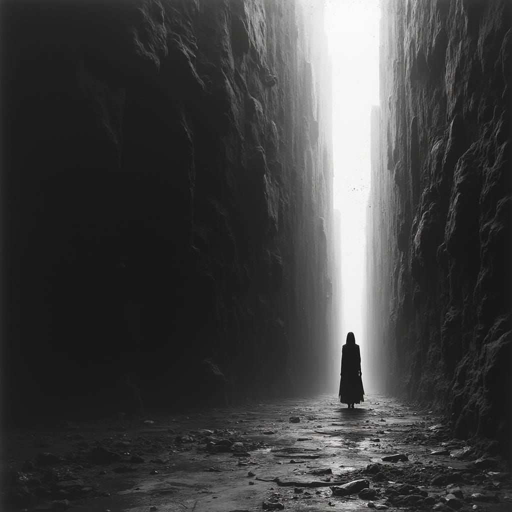 Haunting Monochrome Void in Existential Darkness