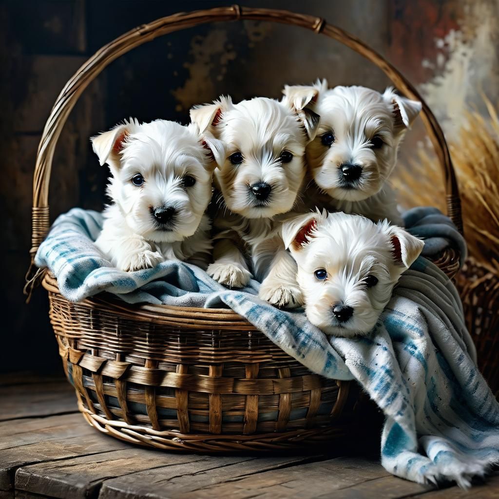 West Highland White Terrier Puppies Portrait