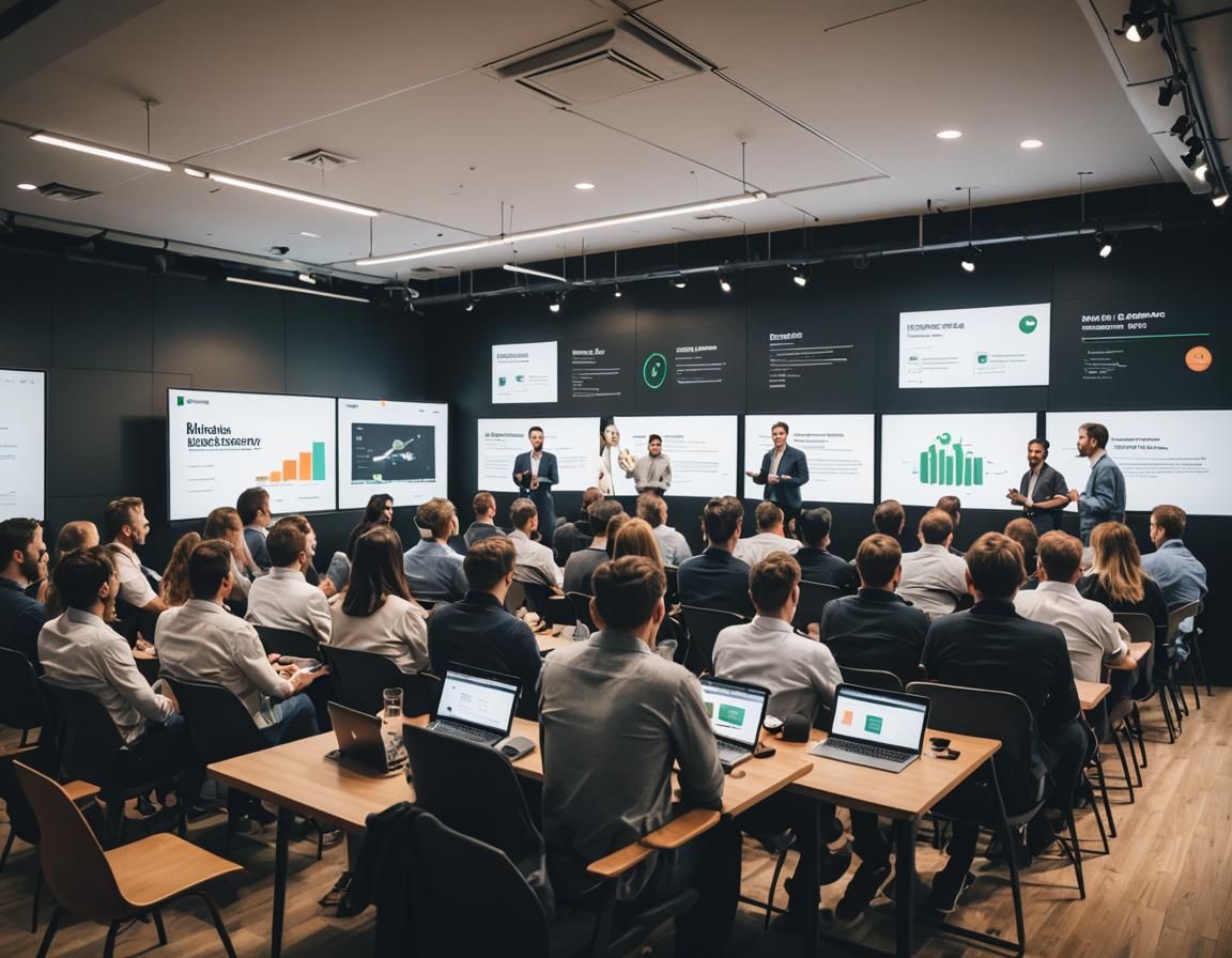 Startup Founders Pitching Ideas to Investors: Digital Art