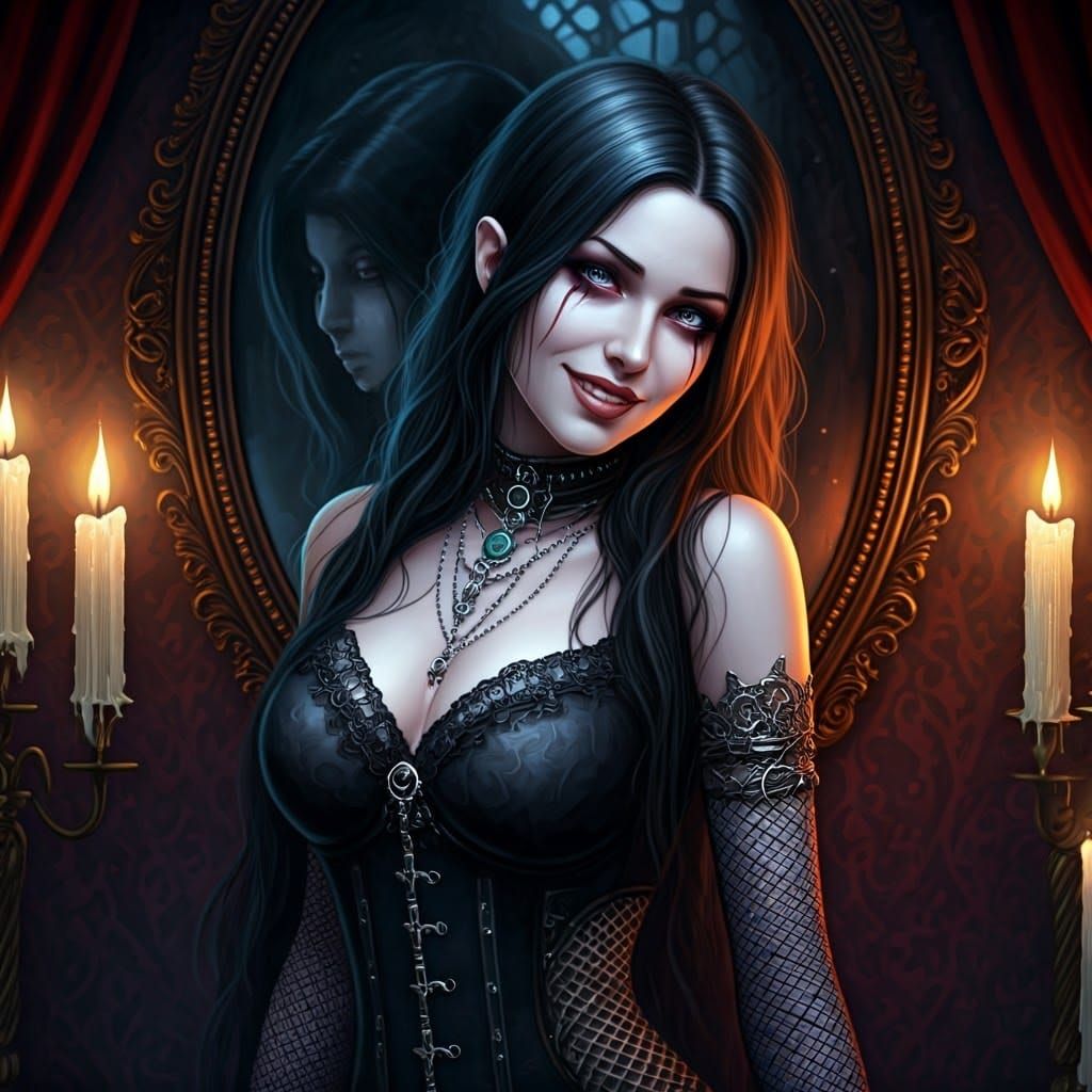 Gothic Girl and Alter Ego in Victorian Setting