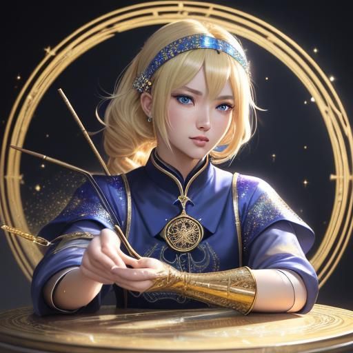 Blonde Tarot Reader in Anime 3D Art Style