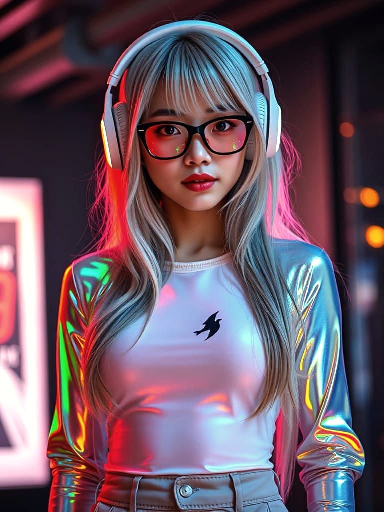 Futuristic Fashionista in Dark Fantasy Setting