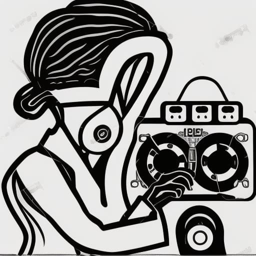 DJ Girl with Gas Mask: Vector Logo