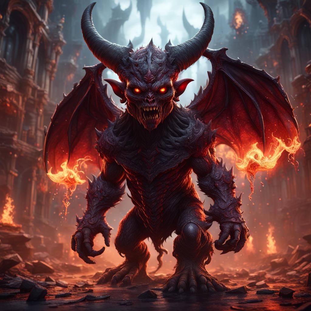 Detailed Baby Demon Fantasy Concept Art