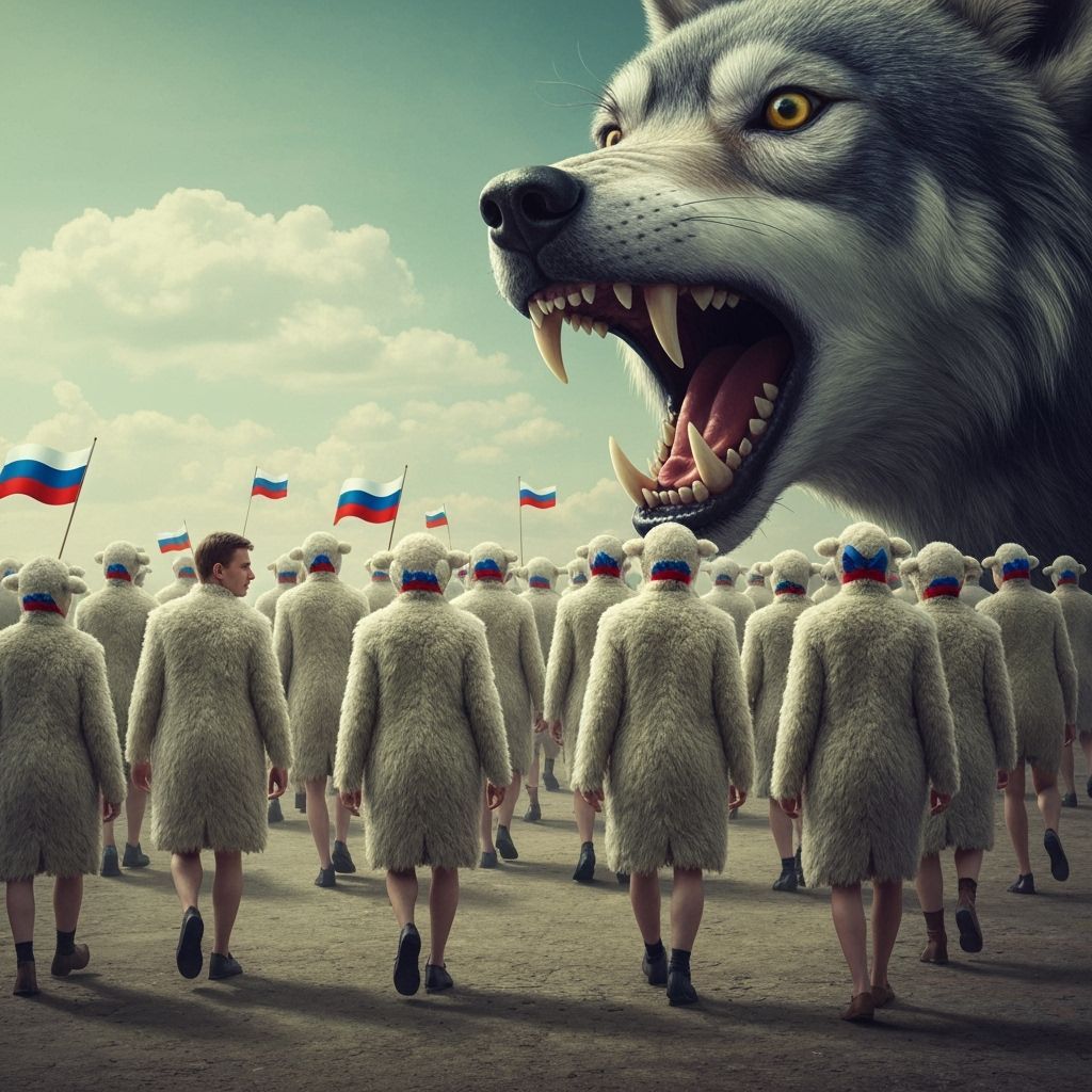 Surreal Crowd Walks Towards Danger