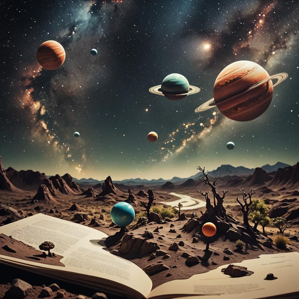 Planets and Cosmos in Pop-Up Book Style