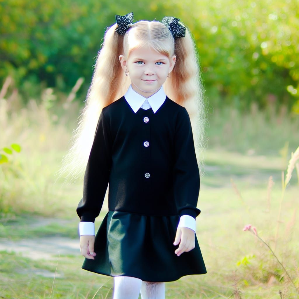 Charming Boy in Elegant Black Dress