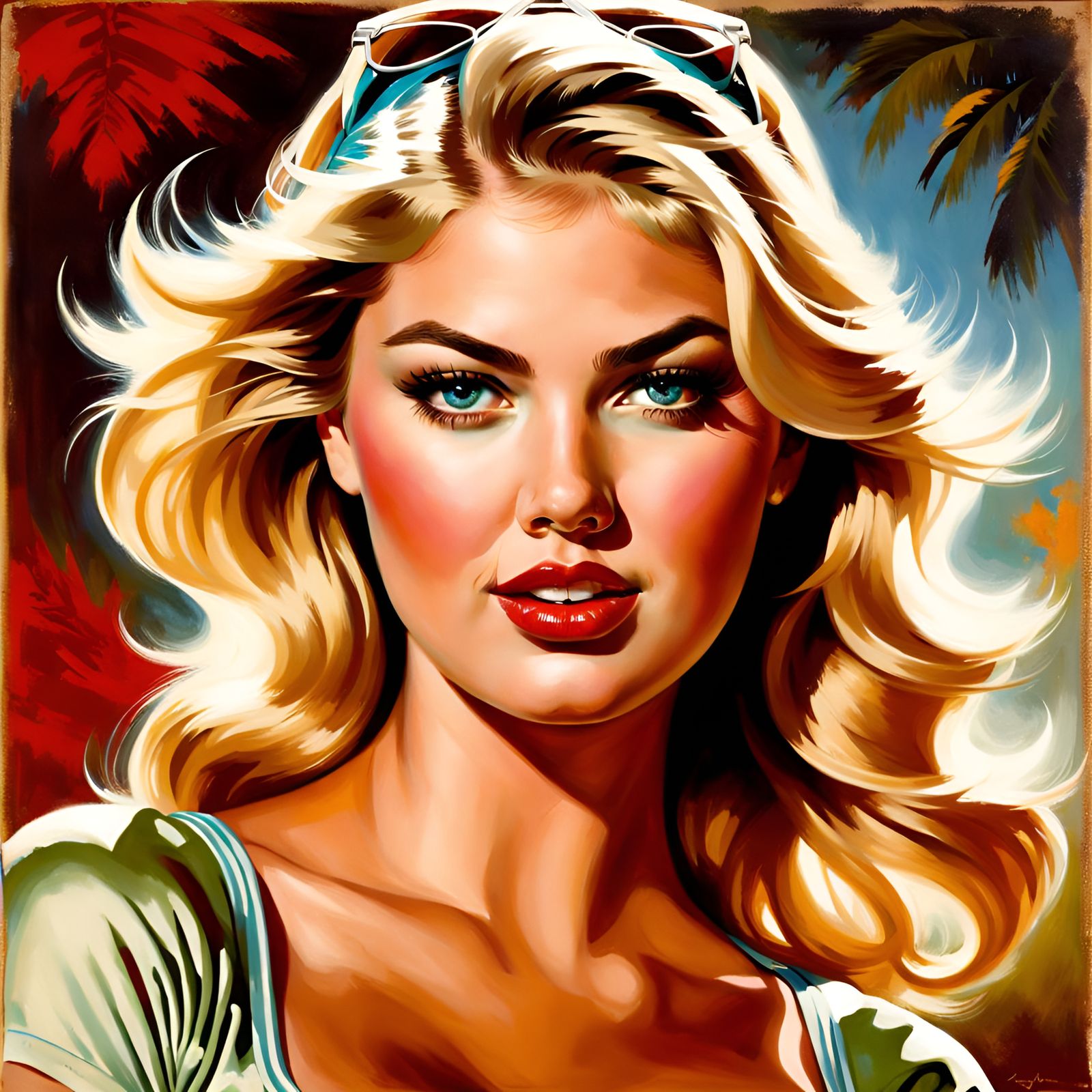 Skater Girl Portrait in Pin-Up Style