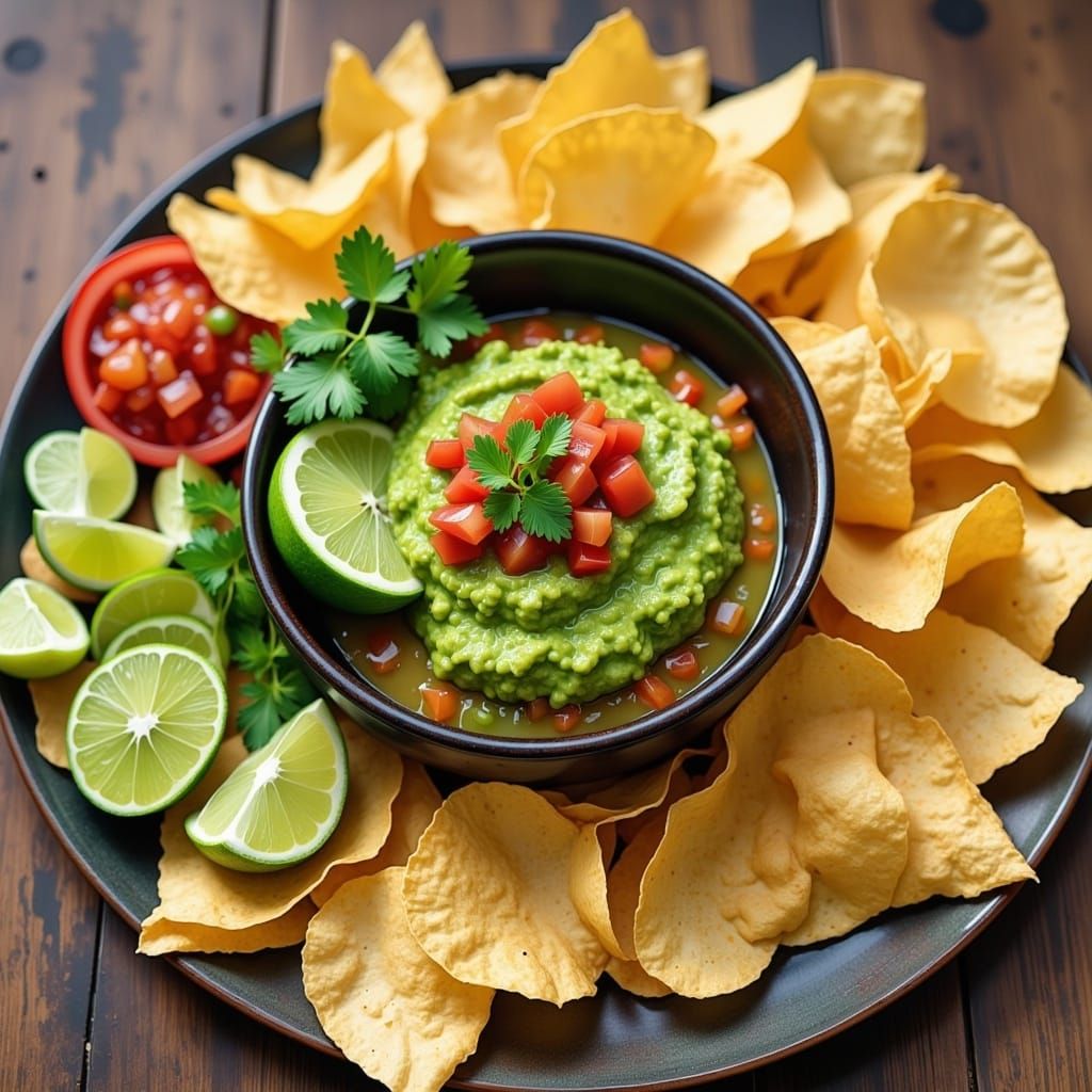 Delicious Guacamole, Chips and Salsa Appetizer