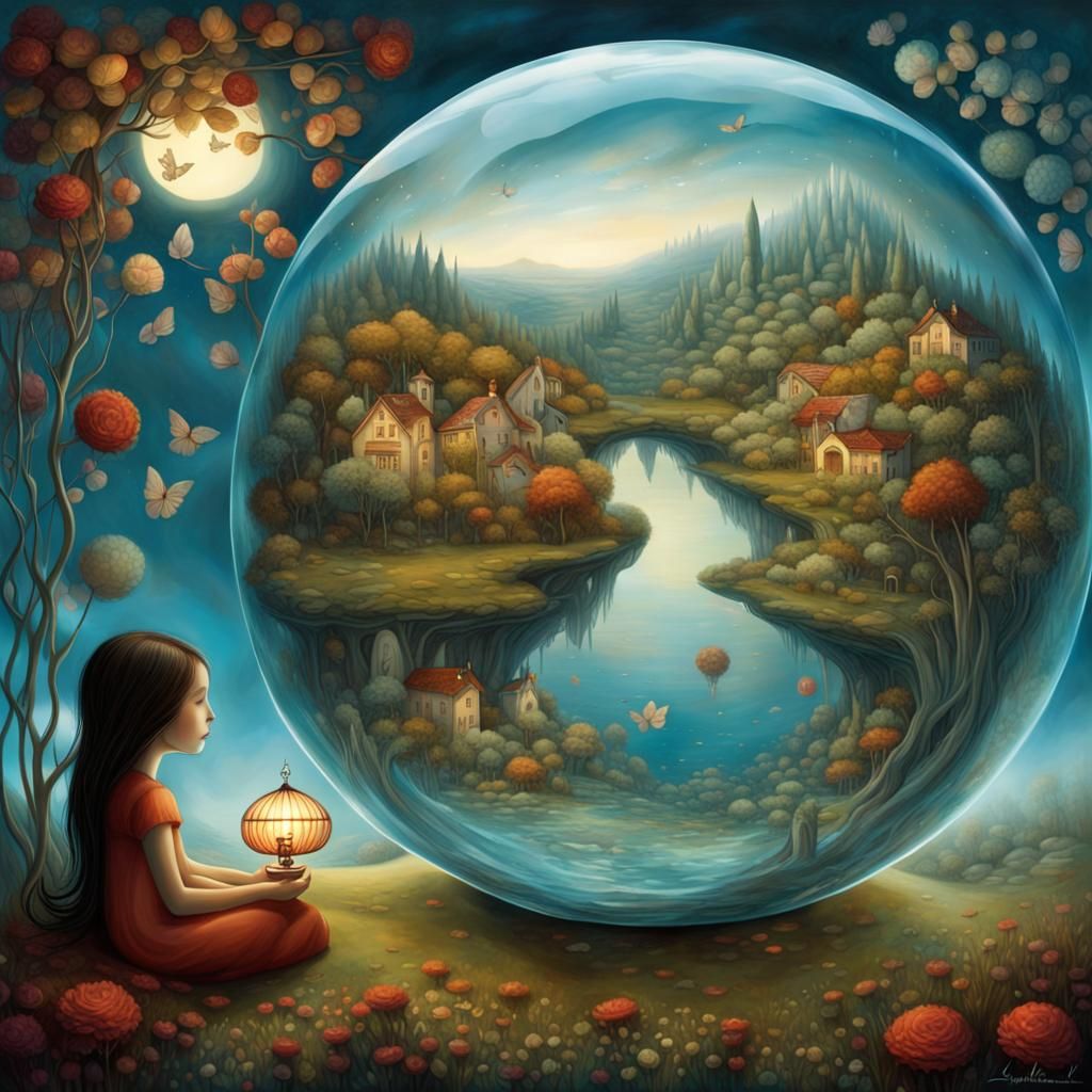 Dreamscape: Utopic World Inside Glass Sphere