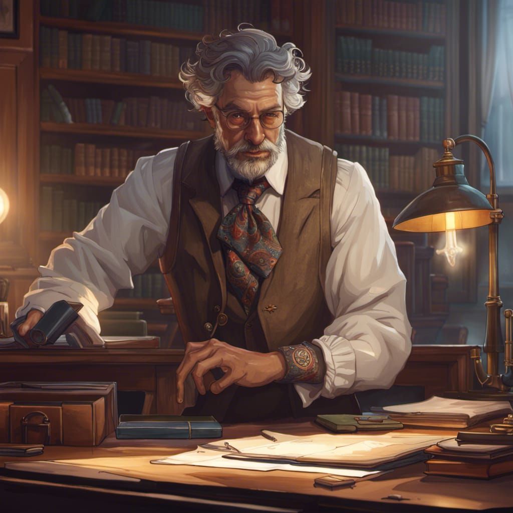 Literature Professor Portrait in Digital Art Style