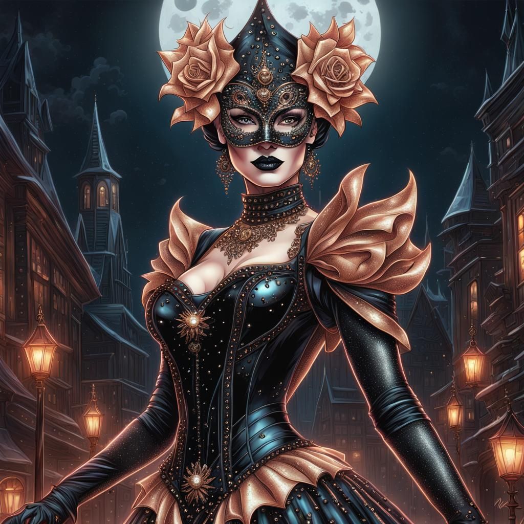 Goth Witch in Studded Leather, Digital Illustration