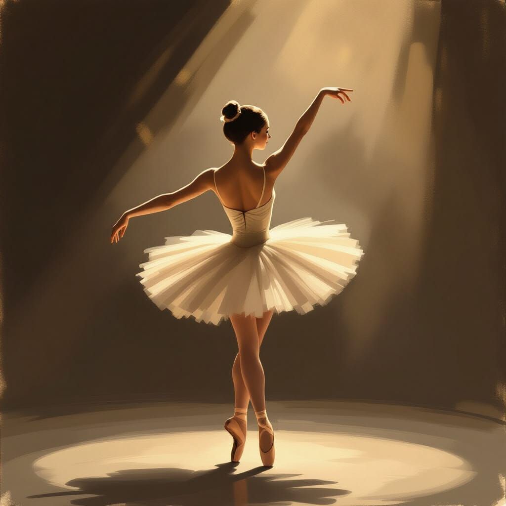 Ballerina Pirouette in Impressionist Style