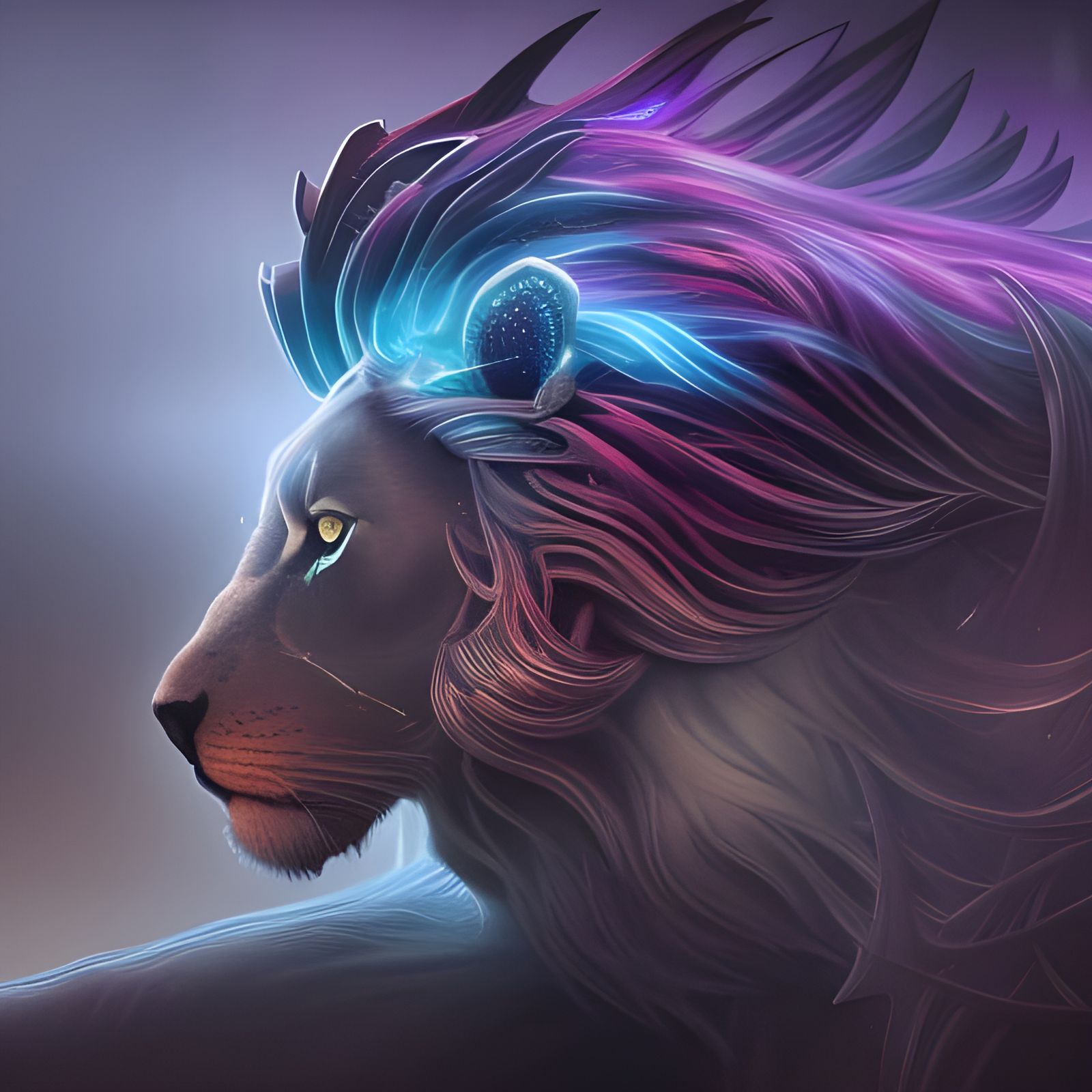 Cyber Lion Fantasy Concept Art in Unreal Engine