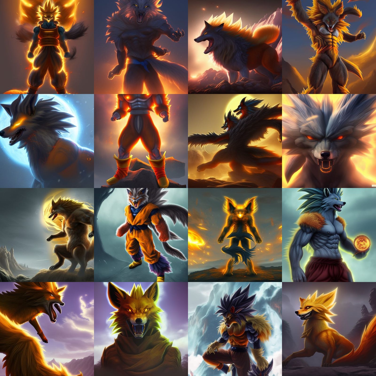 Legendary Super Saiyan Fox Werewolf: Detailed Matte Painting