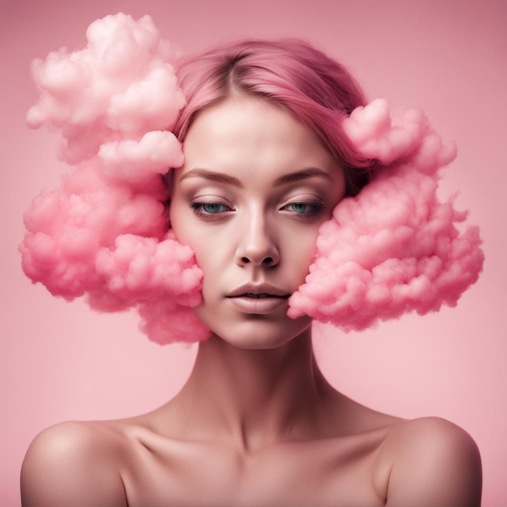 Dreamy Woman with Pink Cloud Skin