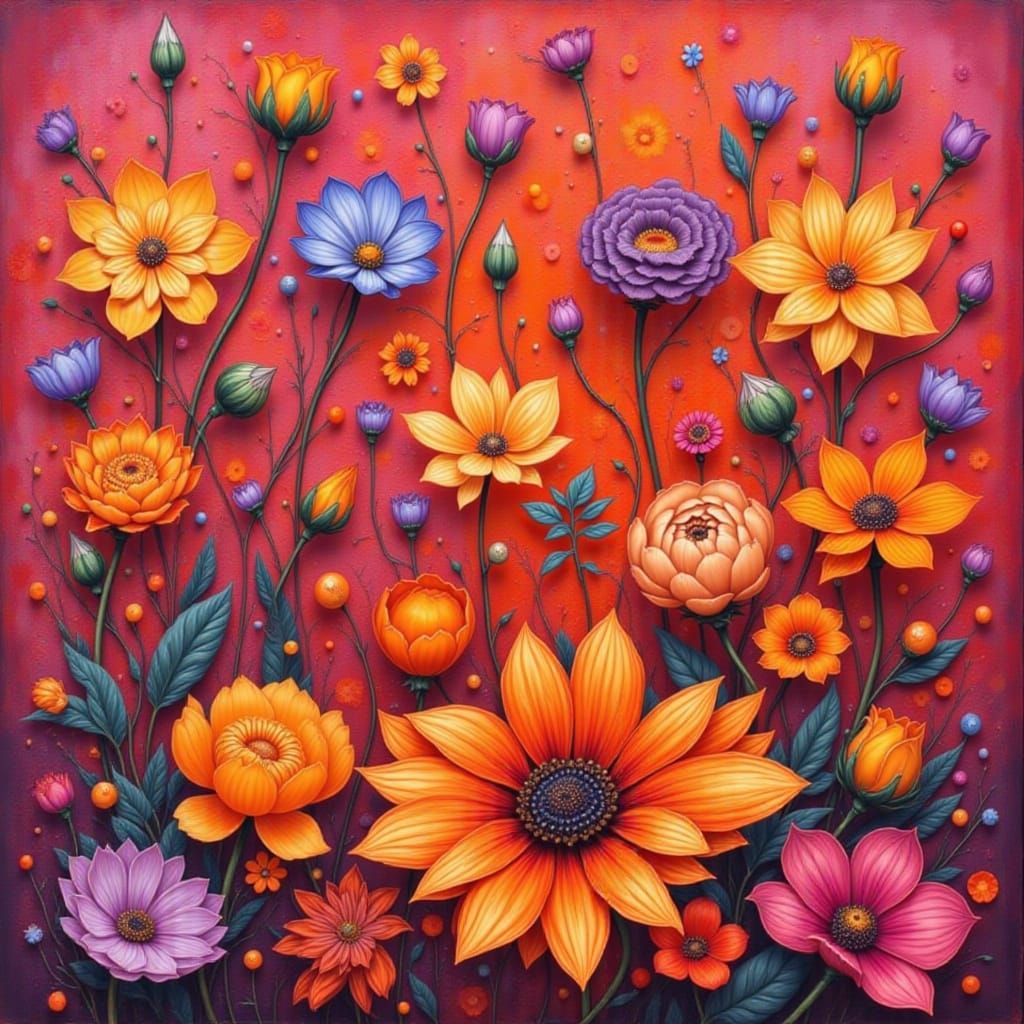 Whimsical Tangerine and Aubergine Beauty