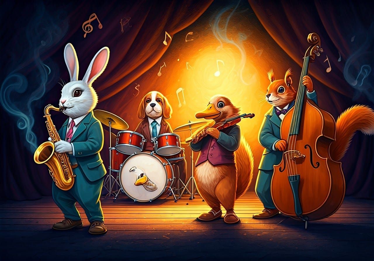 Animals Jazz Quartet🎵🐰🎷🐶🥁🐿️🎻🎶