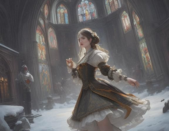 Porcelain Ballerina in Music Box, Impressionist Oil Painting