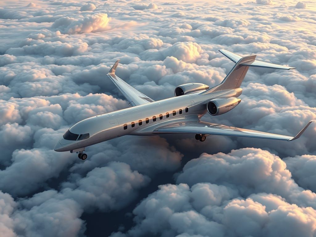 Luxury Futuristic Aircraft in Dreamlike Landscape