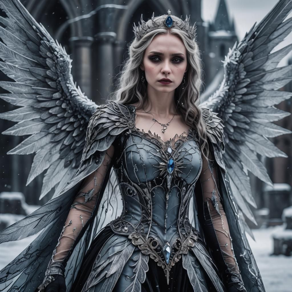 Gothic Ice Queen with Wings in HDR