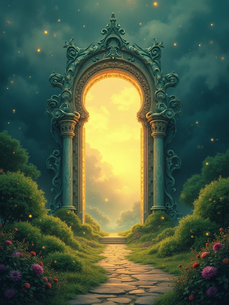 Art Nouveau Portal to a Lush Realm