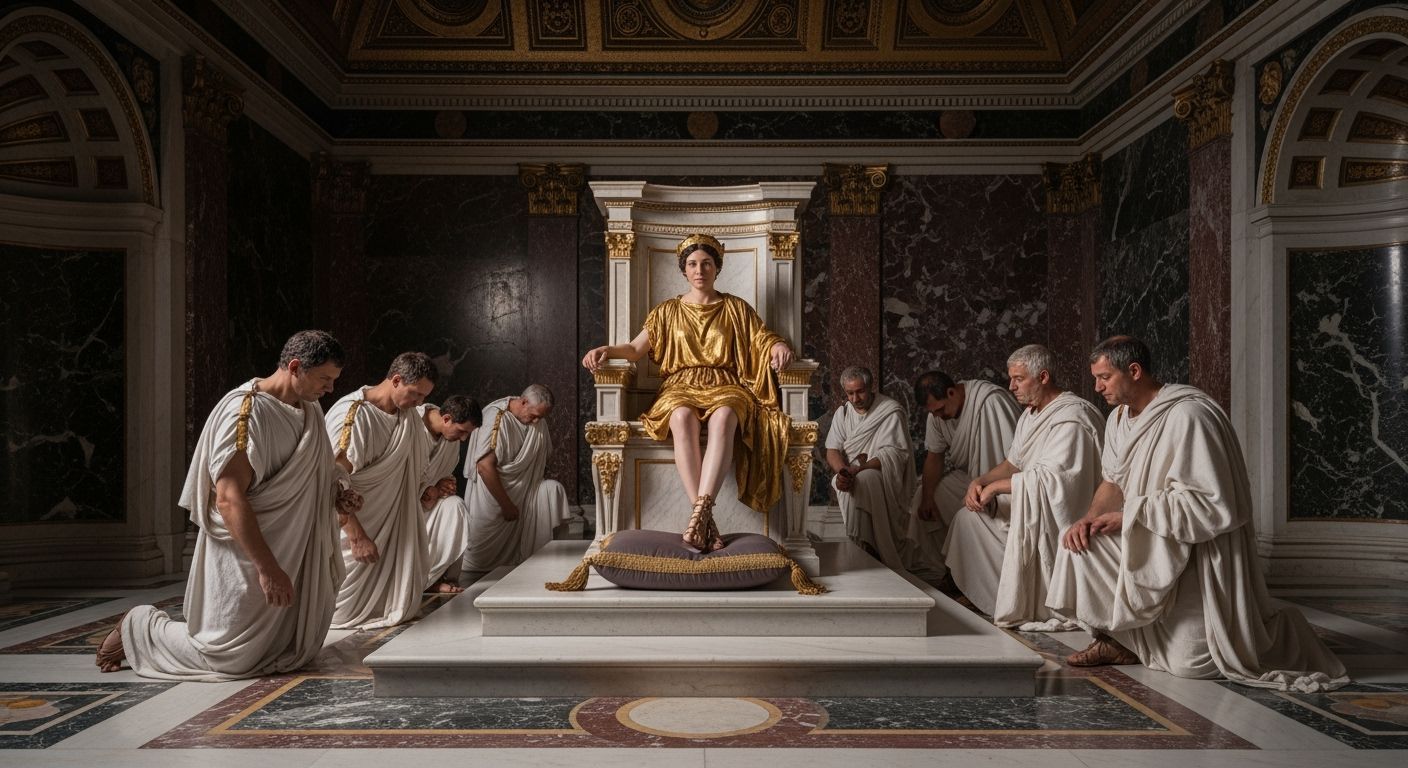 Empress Messalina on Golden Throne in Palace