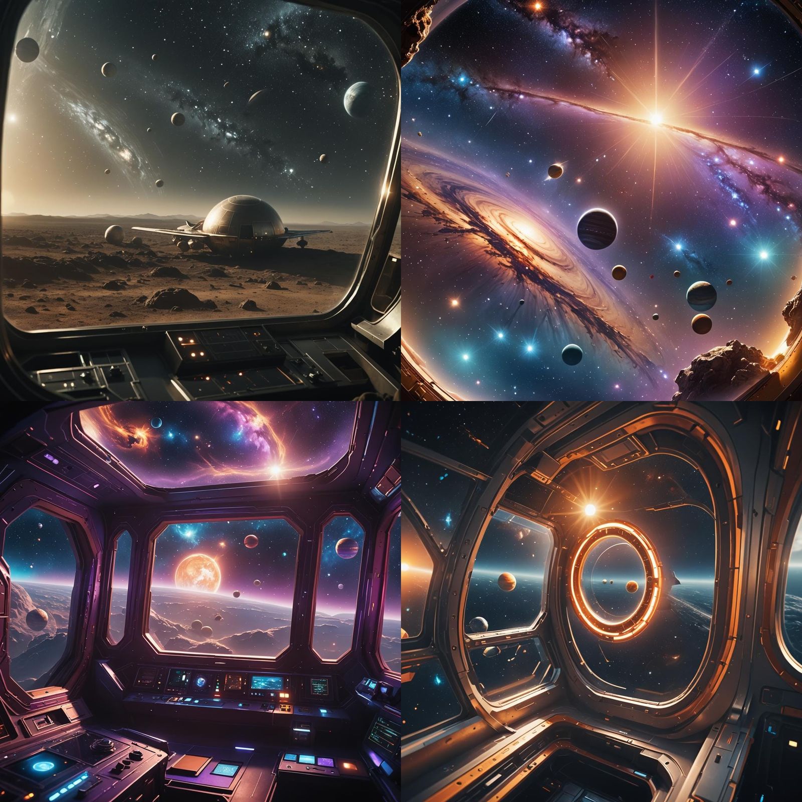 Solar System View from Spaceship Window