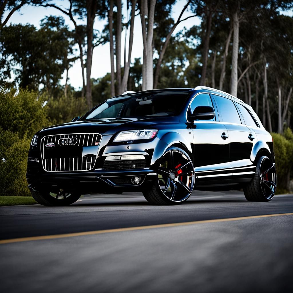 Sleek Black 2015 Audi Q7 with Chrome Rims
